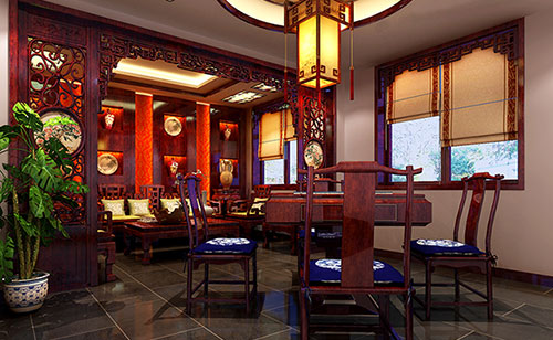 桑珠孜古典中式风格茶楼包间设计装修效果图